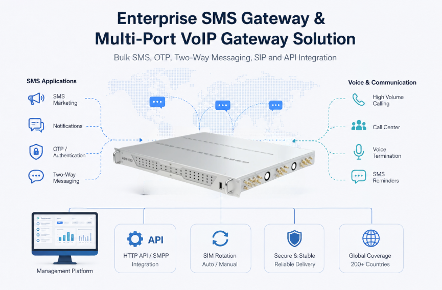 Telarvo Enterprise SMS Gateway Hardware & Multi-Port VoIP Gateway Supplier for Bulk SMS, OTP, Two-Way Messtegration Telarvo Enterprise SMS Gateway Hardware & Multi-Port VoIP Gateway Supplier for Bulk SMS, OTP, Two-Way Messtegration