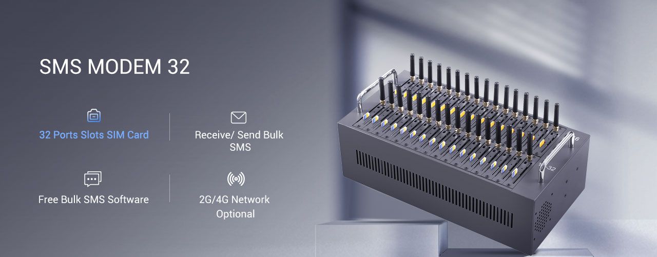 TYH 32-port SMS modem designed for continuous operation in a rack
