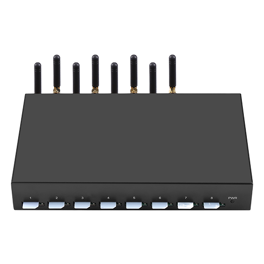 SK VOIP Gateway 8-8, an eight-port GSM to VoIP gateway with eight SIM slots